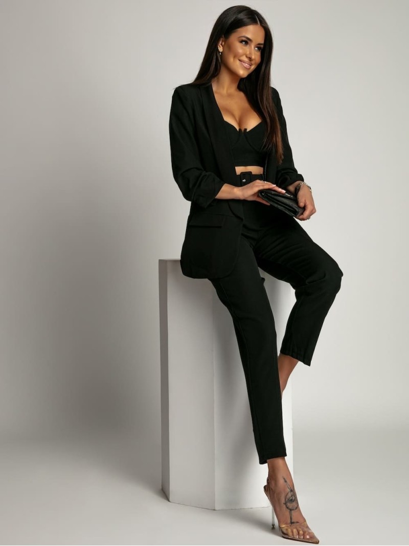 Elegant black jacket and trousers set 7684